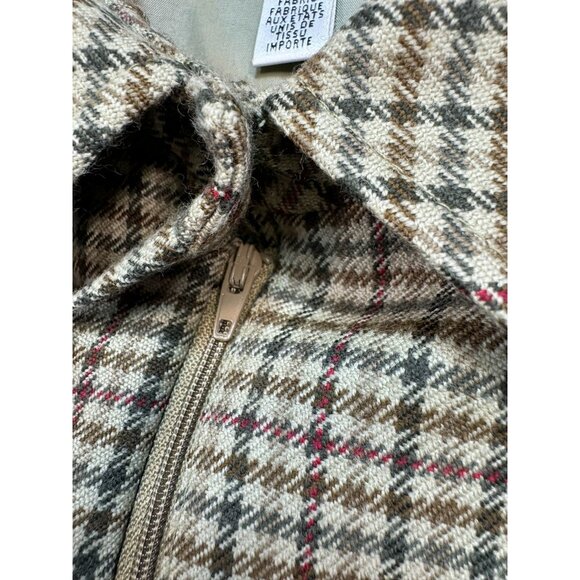 Talbots Womens Plaid Wool Jacket Size 16 Brown Cream Gingham Academia Scholar Ma - Picture 8 of 16